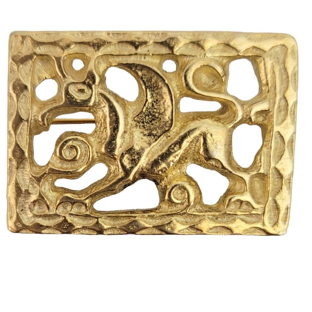 MMA Gold Tone Avar Winged Horse Brooch Pin, Signed M337